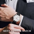 thumbnail image 2 of Watch for Men,Analog Quartz Waterproof Wristwatch with Date and Leather Band,Casual Fashion Mens Watches Gift for Man, 2 of 8