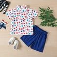 thumbnail image 2 of Teen Boy Clothes Toddler Boys Summer Outfits Child Kids Button Print Short-sleeved Sports 6M 12M 18M 24M 3T 4T T-Shirt Tops & Shorts Sets T Shirt Pullover Two Pieces Set, 2 of 9