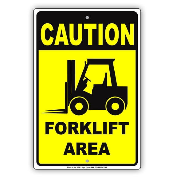 Forklift Area With Picture Warehouse Storage Room Caution Warning Notice Aluminum Metal 8"x12" Sign Plate