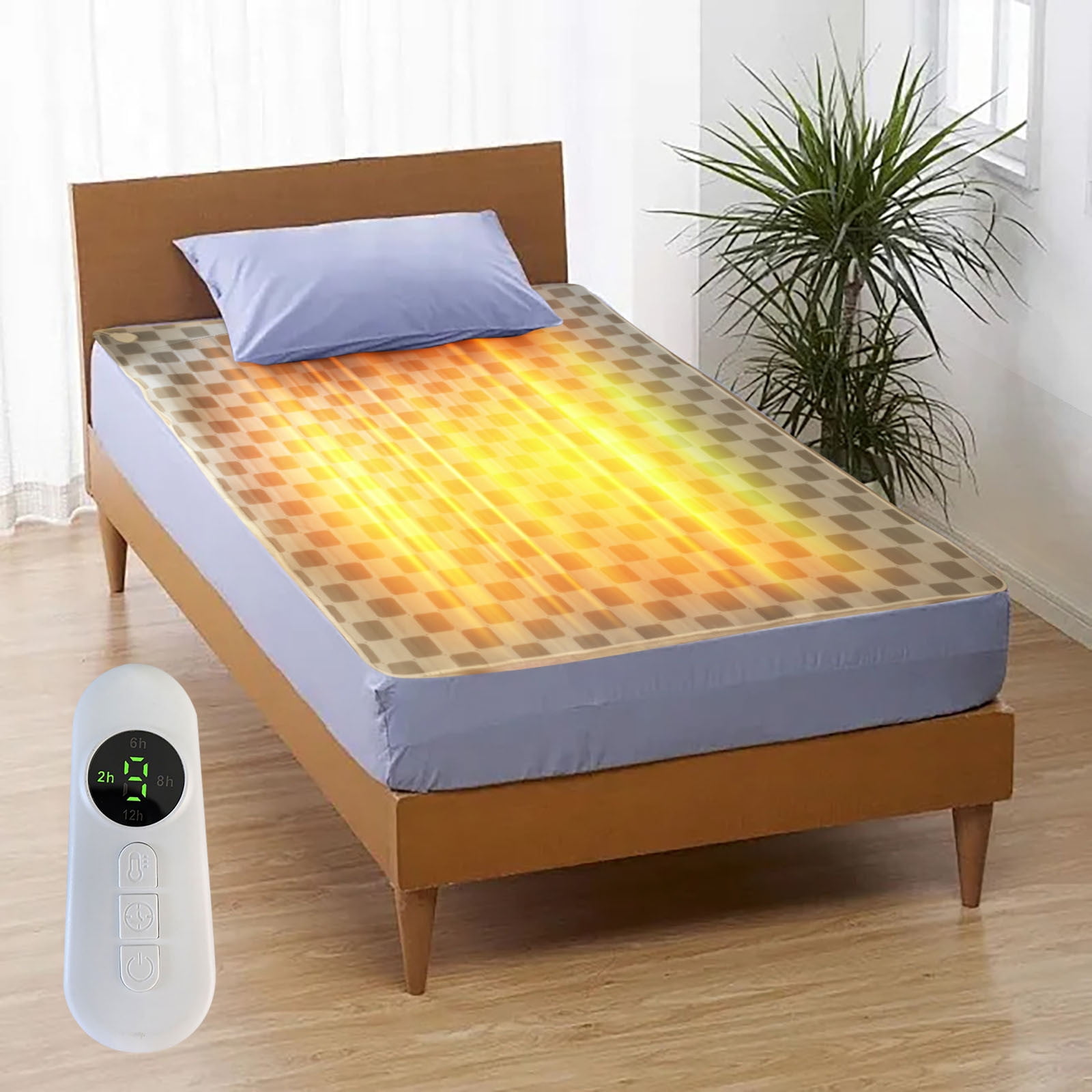 Usloyux under $5 Electric Blanket, Queen Size Heated Throw with Dual Zone Controls and Automatic Shut-Off, Ultra-Soft Machine Washable Fabric for Bed or Sofa, 150x70cm