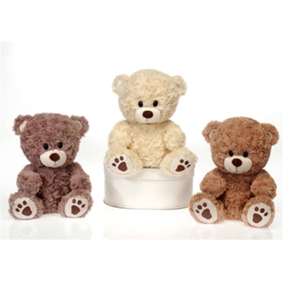 9.5in. Sitting Paw Print Bear Plush Toy - Assorted Colors Case of 24