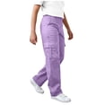 thumbnail image 2 of HOMADLES Teen Boys School Uniform Pants 14-15 Elastic Waist Straight Fit Baggy Joggers Pants Solid Multi-pocket Casual Pants Purple Size 120, 2 of 7