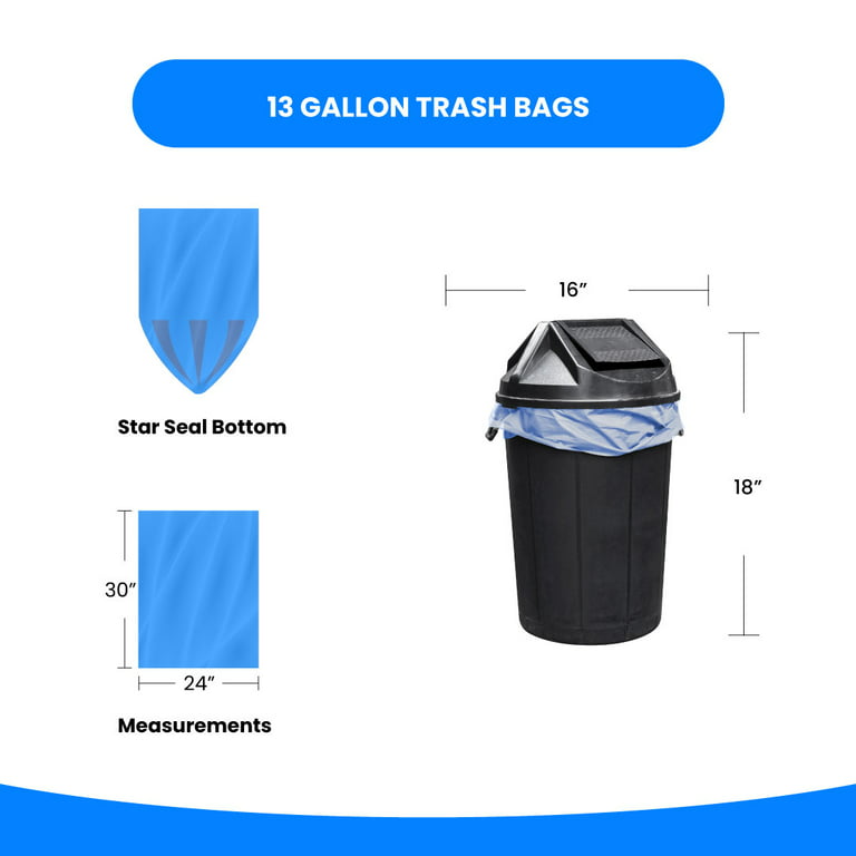 PAMI Recycling Tall 13-Gallon Kitchen Drawstring Trash Bags- Extra-Strong  Plastic Garbage Bags [Blue 35 Pack]- Thick Trash Can Liners For Kitchen 
