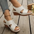 thumbnail image 3 of Womens Orthopedic Wedge Sandals Hollow out Splice Leather Adjustable Slingback Wedges Heels Casual Breathable Open Toe Walking Shoes Beige Size 8.5, 3 of 8