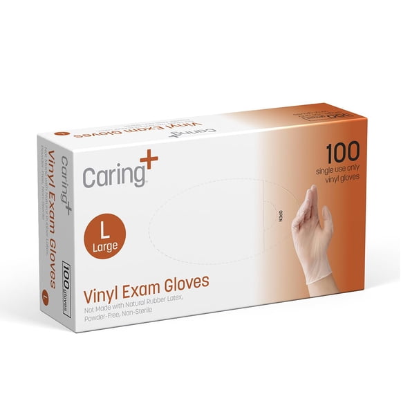 Guantes de examen de vinilo, sin polvo, de grado médico (L, 100)