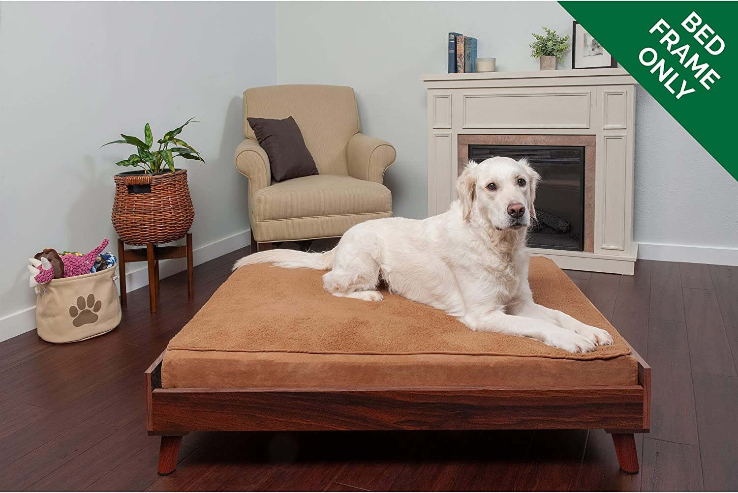 Jumbo Modern Pet Bed Frame - Walnut Veneer