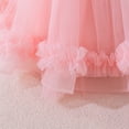 thumbnail image 4 of IDOPIP Infant Baby Flower Girl Dress Asymmetric Shoulder 3D Flowers Toddler Wedding Formal Birthday Party Pageant Tiered Tulle Gowns Tutu Dresses 9-12 Months Pink, 4 of 8