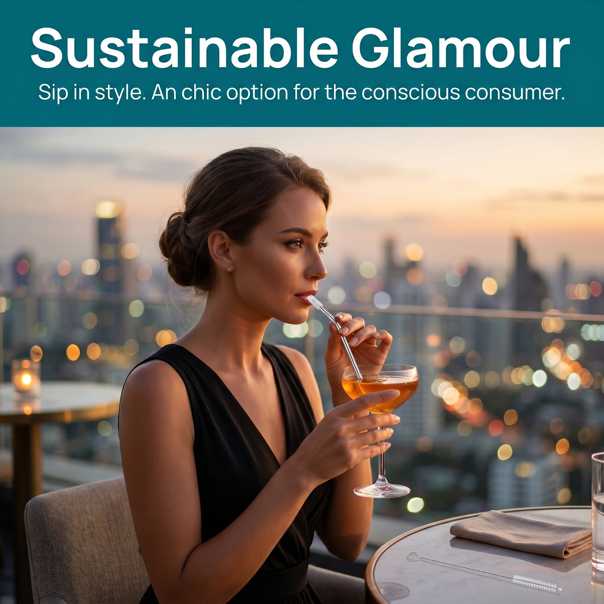 Unique Bargains 8Pcs Reusable Stainless Steel Straws with Brush Bend Pipe 0.2" x 11.8"