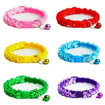 Walbest Puppy Collars, Soft Polyester Camo Kitten Pet Cat Dog Collar Adjustable Breakaway Sweet Flower Design with Bell Super Safety Locking Buckle Soft Nylon Collars for Pups Large Dogs, 6 Style