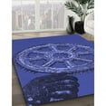 thumbnail image 2 of Ahgly Company Indoor Square Patterned Cobalt Blue Area Rugs, 6' Square, 2 of 6
