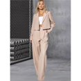 thumbnail image 4 of Conjunto de Dos Piezas para Mujer: Blazer Corto, Chaqueta y Pantalón de Trabajo de Cintura Alta y Pierna . Albaricoque S, 4 of 10