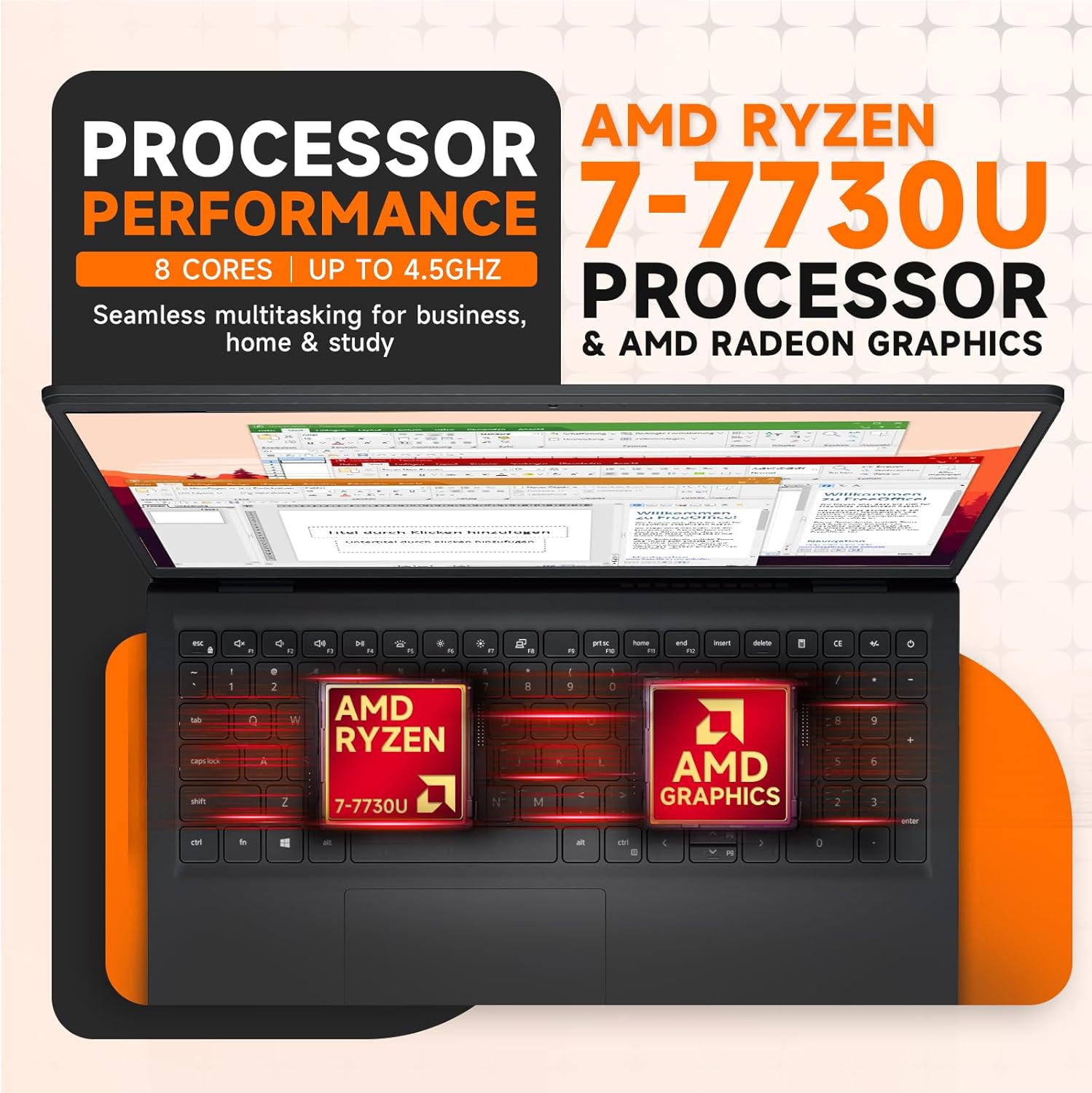 Dell Inspiron 15 3535 Touchscreen Laptop,15.6" FHD Anti-Glare Display, AMD Ryzen 7 7730U, 16GB RAM, 512GB SSD, Windows 11 Pro, Business & Student Computer