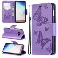 thumbnail image 6 of Allytech Galaxy S10e Case, Slim Fit PU Leather Folio Butterfly Embossed Shockproof Wrist Hand Strap Flip Cards Holder Wallet Case TPU Back Cover for Samsung Galaxy S10e, Violet, 6 of 8