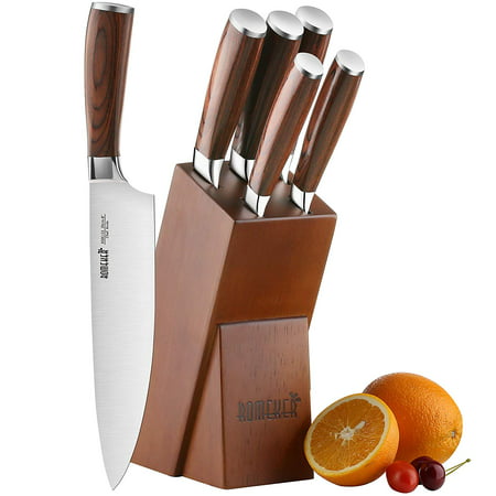 Knife Set.6-Piece Kitchen Knife Set with Wooden Block Germany High Carbon Stainless Steel Knife Block Set.Chef Knife Set Boxed Knife Set by