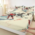 thumbnail image 3 of Homewish Ice Hockey Lover Bed Sheets,Watercolor Graffiti King Sheets,Beige Teal Sheet Set For Girls Kids,Super Cozy Room Decor,4pcs, 3 of 7