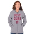 thumbnail image 3 of Breast Cancer Awareness Just Cure It Womens Plus Size Graphic Zipper Hoodie Brisco Brands 5X, 3 of 5