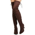 thumbnail image 2 of New Women Indulge Gloria-01 Faux Suede Thigh High Lace Up Stiletto Boot, 2 of 3