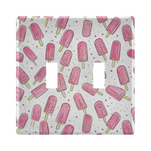 Yayeee Toggle Light Switch Wall Plate 2-Gang 4.56"x4.48" Decorative Outlet Cover, Pink Popsicle Pattern