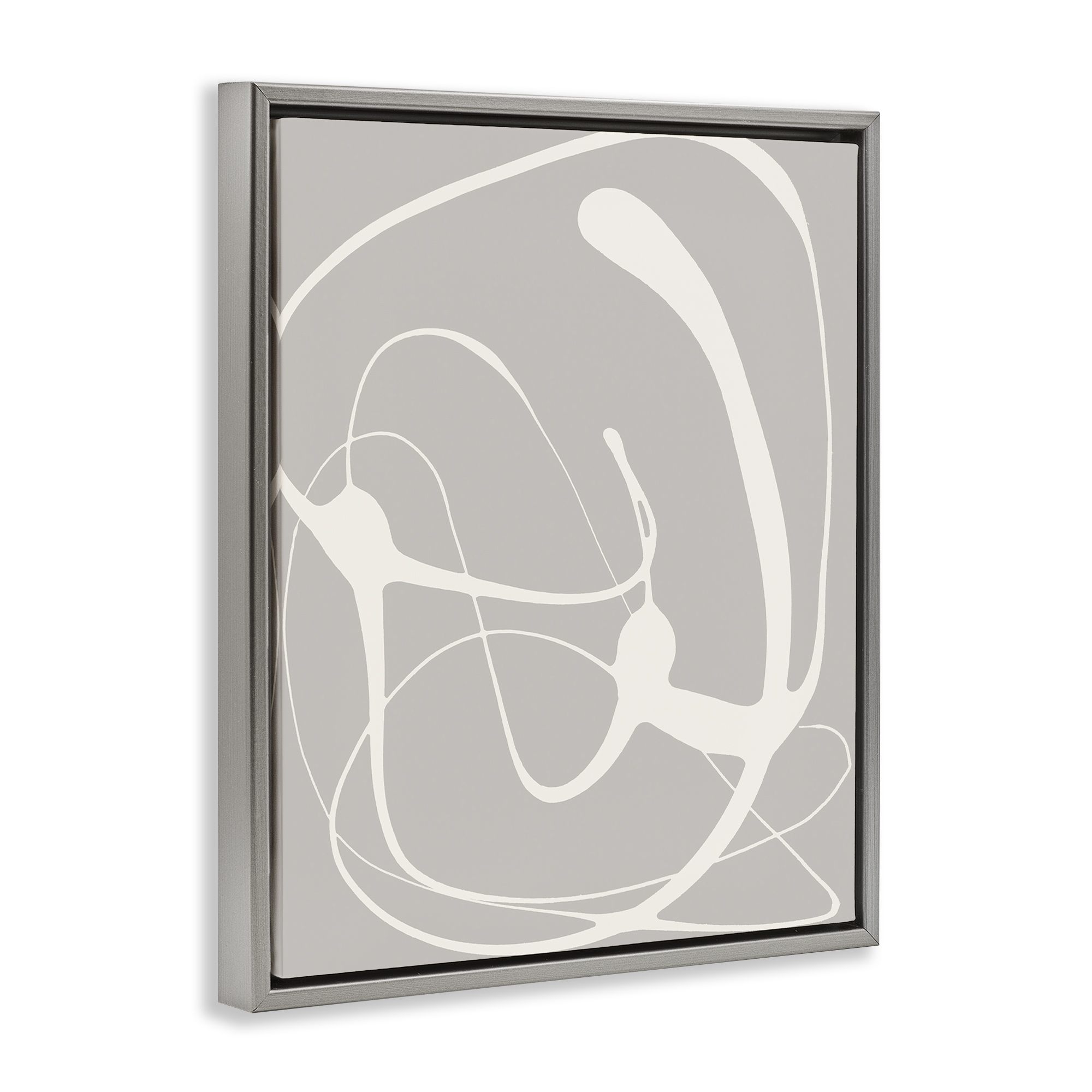 Stupell Industries Beige Very Abstract Figure Abstract Painting Gray Floater Framed Canvas Art Print Wall Art, 25 x 31