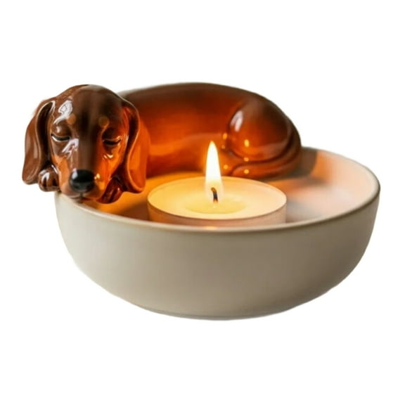 Dog Lover Resin Light Candle Holders Hand Paint Designs Safe for Pet and Meditations Space