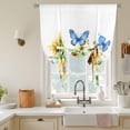 thumbnail image 3 of Summer Floral Tie Up Curtain 45 Inches Long, Watercolor Butterfly Romantic Sunflowers Farmhouse Balloon Style Kitchen Window Curtain Over Sink, Small Window Rod Pocket Curtain 52"x45", 3 of 9