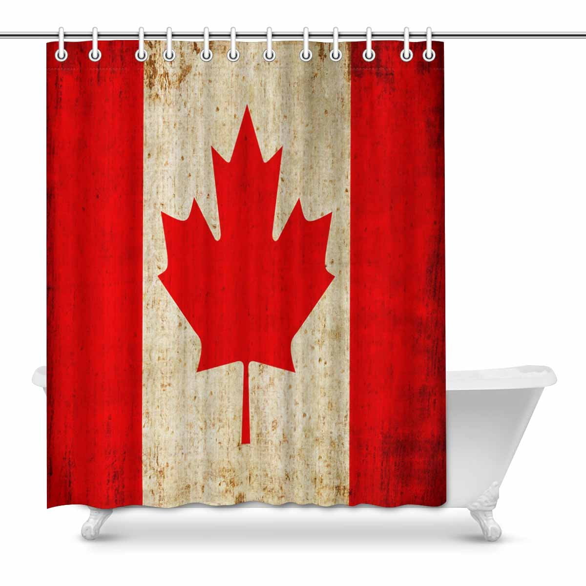 POP Canada Flag Bathroom Decor Shower Curtain Set 60x72 inch Walmart