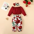 thumbnail image 4 of Zwiiyzr Newborn Baby Girl Clothes 3-24M Knitted 3PCS Tunic Top + Pants + Headband Set Long Sleeve Infant Outfits Girls Clothing Set Red, 4 of 9