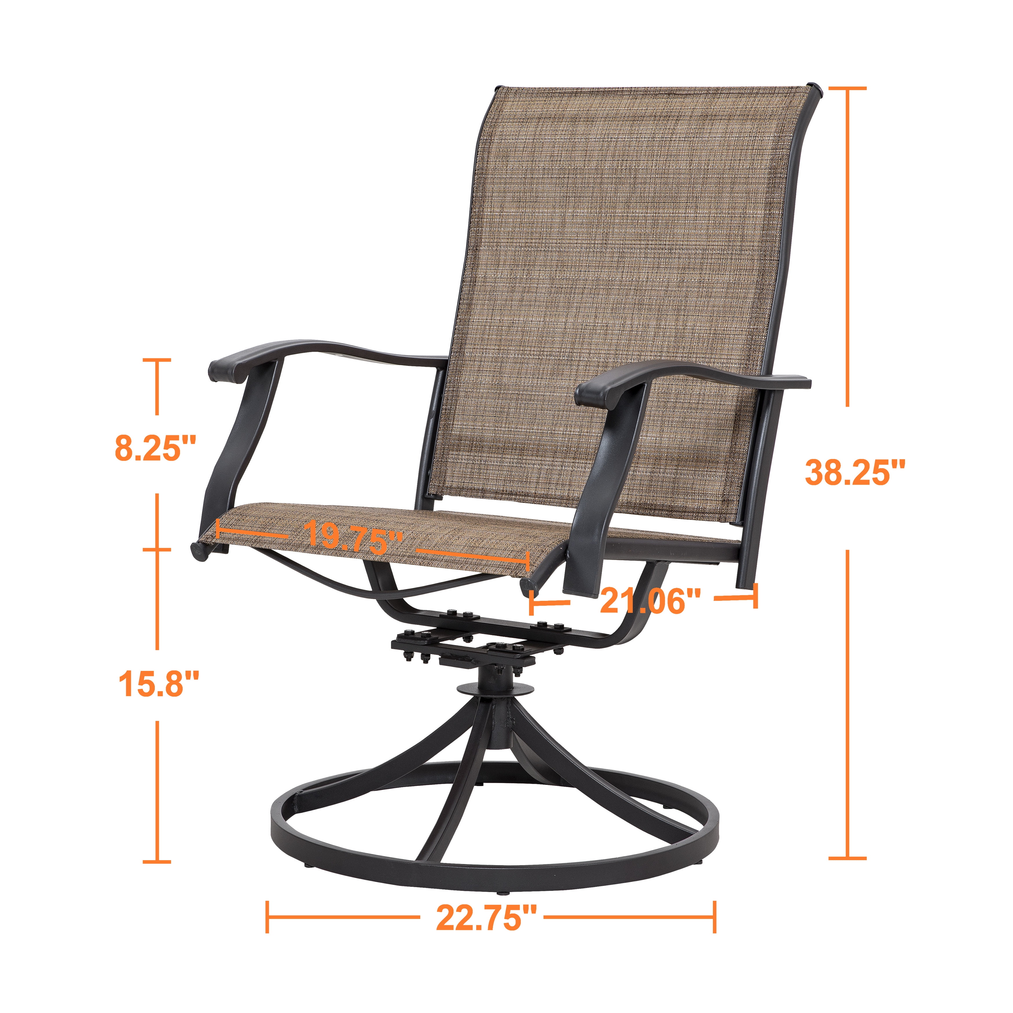 Nuu Garden Patio Swivel Chairs Set of 2, High-Back Outdoor Dining Chairs, All-Weather Textilene Outdoor Yard Chairs, Brown