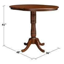 36" Round Top Pedestal Table with 12" Leaf, 40.9"H