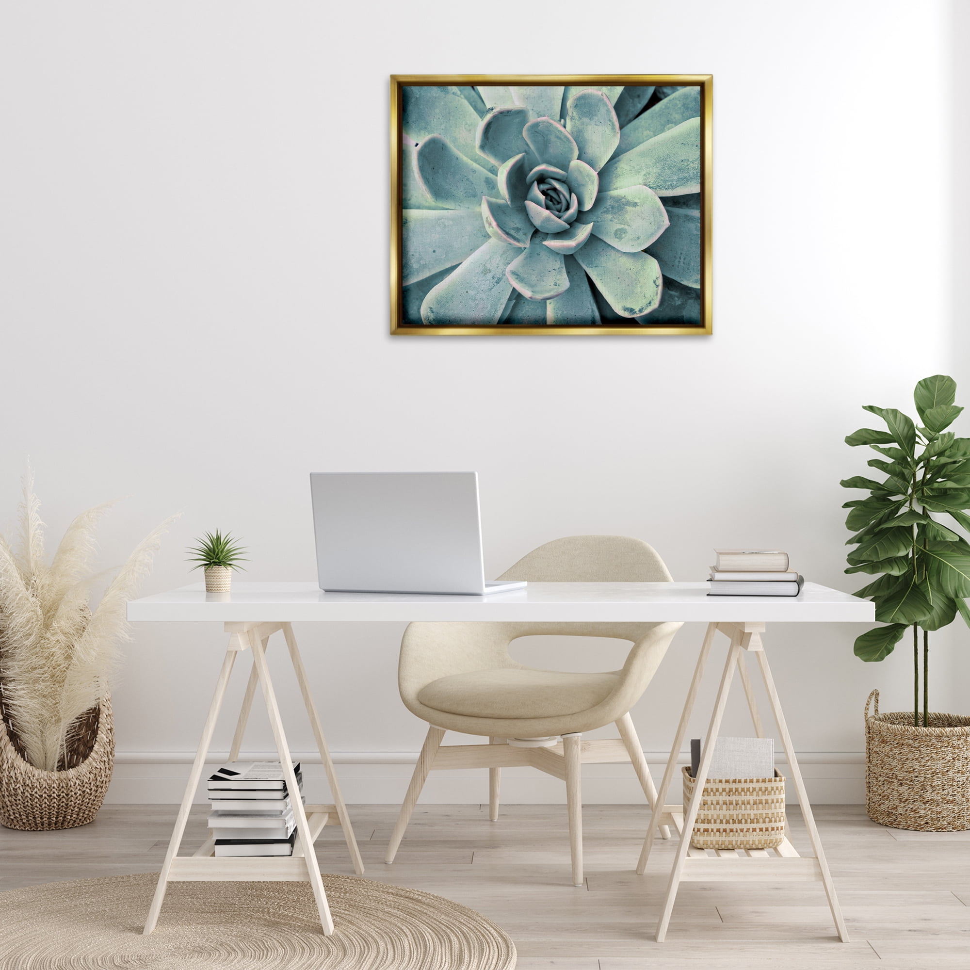 Stupell Industries Green Cactus Succulent Botanical & Floral Photography Gold Floater Framed Canvas Art Print Wall Art, 31 x 25