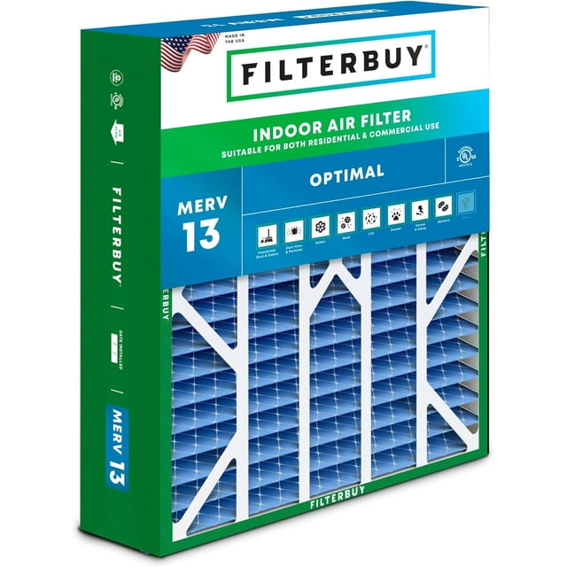 Filterbuy 20x25x6 MERV 13 Pleated HVAC AC Furnace Air Filters for Aprilaire Space-Gard 201 / 2200 / 2250 and Lennox (1-Pack)