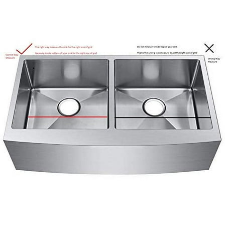 Starstar 50/50 Double Bowl Kitchen Sink Bottom Two Grids, Stainless Steel Kitchen Sink Protector (12 5/8" x 14 5/16")