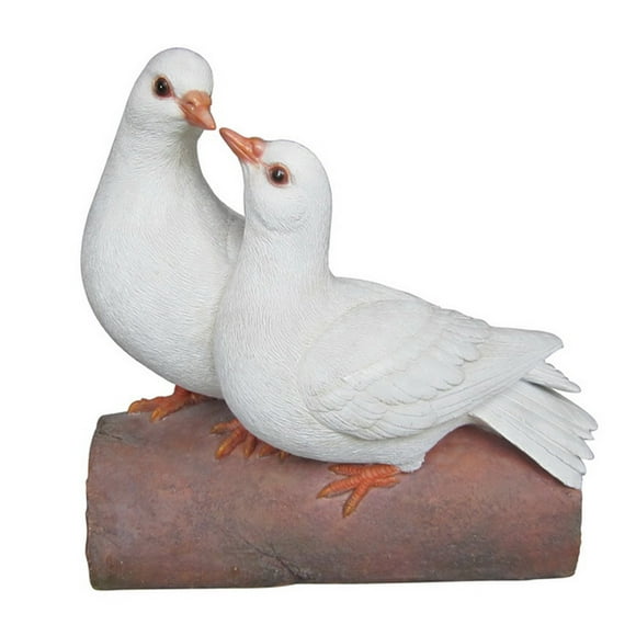 Figurine Hi-Line Gift Ltd con dos palomas blancas sobre un tronco de 22 cm