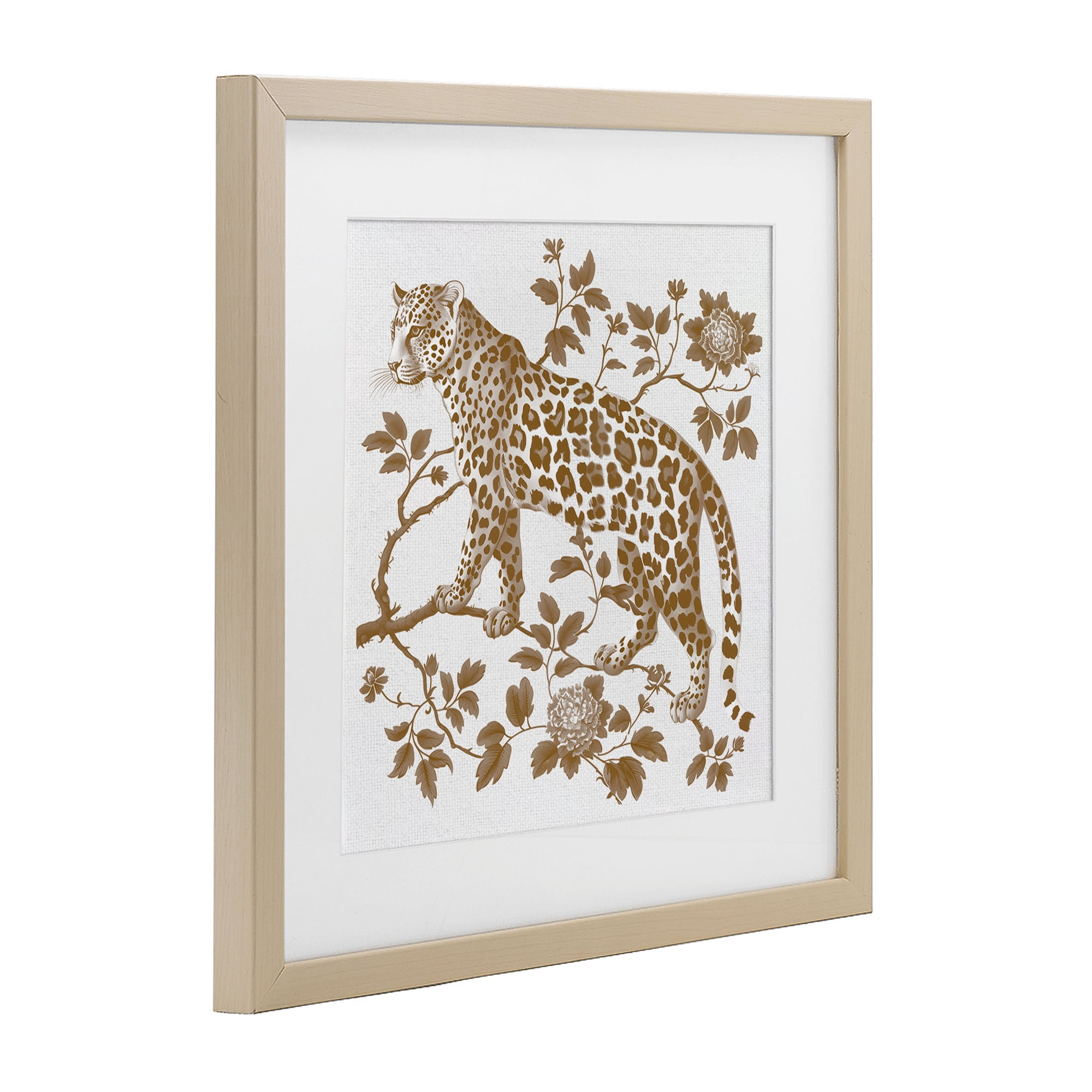 Earthy Details Vintage Leopard Birch Framed Print Under Glass, design by Lettered and Lined