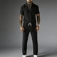 thumbnail image 2 of Pantalones de Cintura Elástica para Hombre Set Casual de Verano con Cremallera de Manga Corta Y Pantalones de Bolsillo con Cordón con Bolsillos de Cremallera para Hombres, 2 of 9
