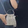 thumbnail image 5 of Mini bolso de noche para mujer, bolso de mano y monedero de diseñador de lujo, novedad de 2023, bolsos tipo cubo con cadena de diamantes de imitación brillantes y metálicos, 5 of 5