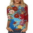 thumbnail image 2 of JOANKDMI American Flag Print Shirts Women 3/4 Sleeve 4th of July Crewneck Patriotic Relaxed Fit Tops Summer Casual Holiday Festival Memorial Day Anniversary T Shirts, 2 of 5