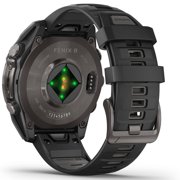 Garmin 010-02904-20 Fenix 8 47 mm AMOLED Sapphire Carbon Gray Titanium with Black Silicone Band Bundle with Tech Smart USA Fitness & Wellness Suite and 1.4 Inch Screen Protector for Garmin Fenix 6