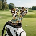 thumbnail image 3 of Yuyamidu Aztec Cow Print Golf Club Head Cover Sunflowers Golf Head Covers PU Leather Driver Headcover Fairway Wood Head Cover Hybrid Headcover, 3 of 7