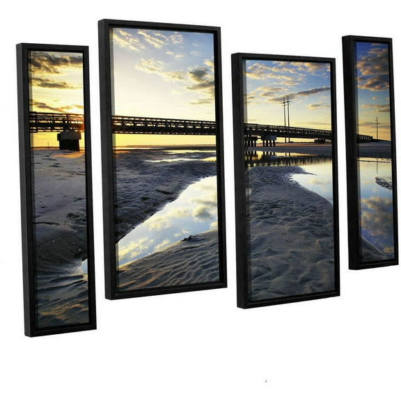 ArtWall Steve Ainsworth "Hatteras Pools and Bridge" 4-Piece Floater Framed Canvas Staggered Set
