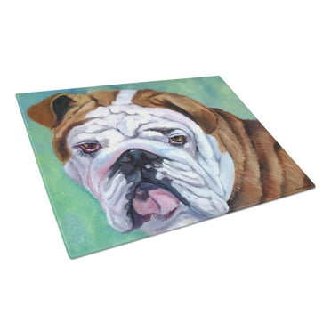 Caroline's Treasures Admiral the English Bulldog Glass Cutting Board Large