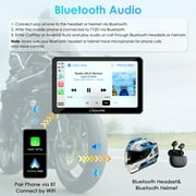 Carpuride Motorcycle HD Dual 1080P Dash Cam, Wireless Apple CarPlay & Android Auto Wire Control, Horizontal Vertical Rotation 7 Touch Screen (712D)