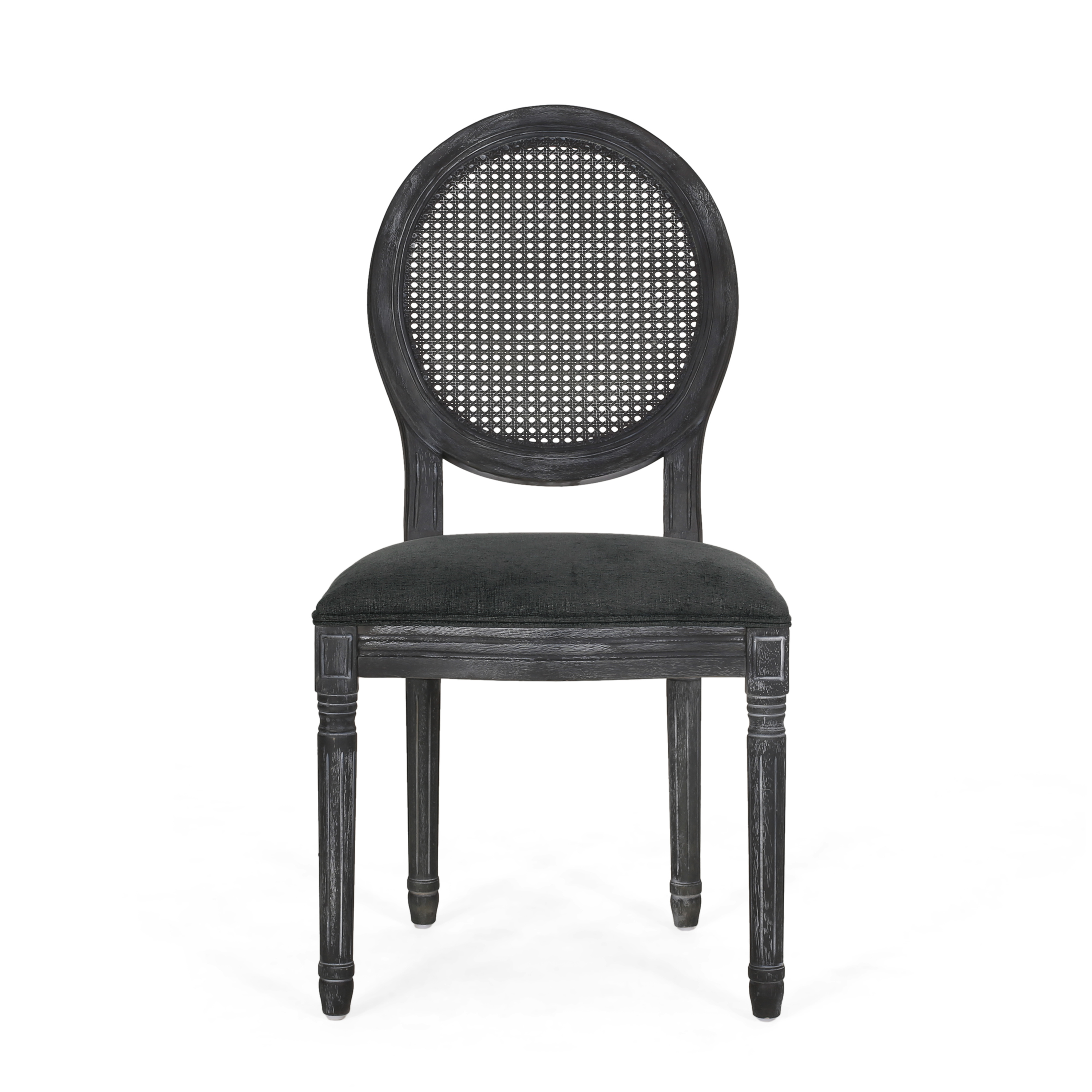 Noble House Acorn French Wood Upholstered Dining Chair, Set of 6, Gray