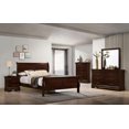 thumbnail image 2 of Cherry Color Queen Size Bed in Louis Phillipe Solidwood - Sleigh Design Bedroom Furniture, 2 of 11
