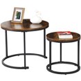 thumbnail image 3 of ZENY Set of 2 Round Coffee Table Home Office Balcony with Metal Frame, Rustic Brown, 3 of 9