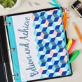 thumbnail image 2 of Pen + Gear Canvas Binder Pencil Pouch, "Believe and Achieve", Teal Geometric Print, 2 of 5