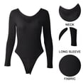 thumbnail image 4 of Deep V Neck Long Sleeve Bodysuit Ribbed Knit Basic Bodysuit Tops, 4 of 6