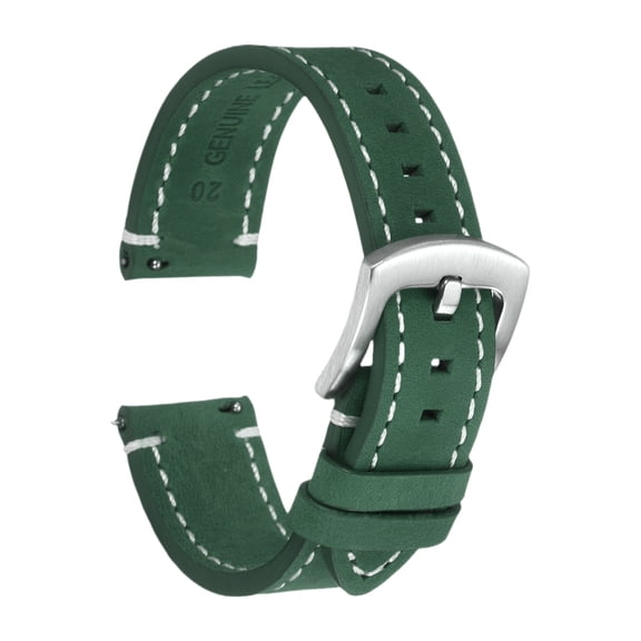 Uxcell Leather Watch Bands, 20mm Width Quick Release Watch Strap Cowhide Replacement Wrist Band Silver Buckle for Men Women, Ink Green