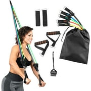 Serenily 11PC Resistance Bands Set - Exercise Bands for Resistance Training with Carry Bag. Resistance Band Door Anchor System - Elastic Home Workout Equipment- Fitness Bands for Legs for Women & Men