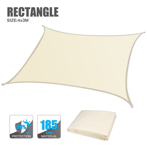 NEWEEN Waterproof Sun Shade Sail Rectangle UV Block Sunshade for Backyard Yard Deck Patio Garden Outdoor Activities and Facility(Beige,10'x13')